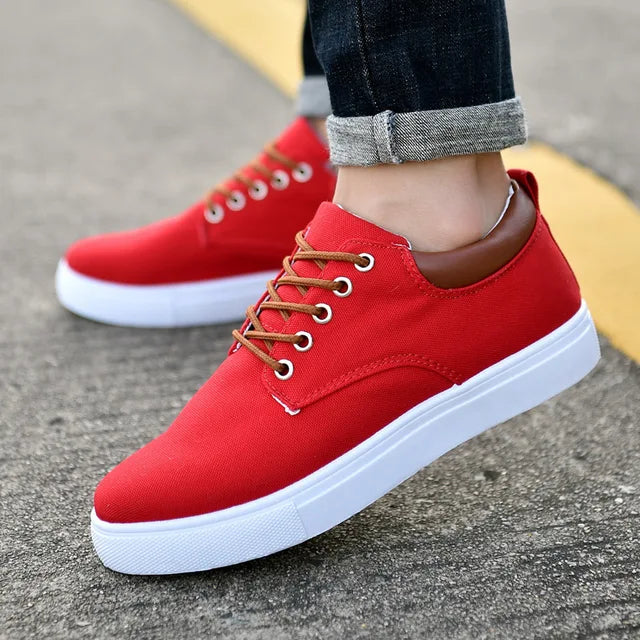 Men Shoes Canvas Sneakers Flats Lace up Leisure Loafers Rubber Sole Non Slip Sneakers