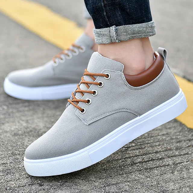 Men Shoes Canvas Sneakers Flats Lace up Leisure Loafers Rubber Sole Non Slip Sneakers