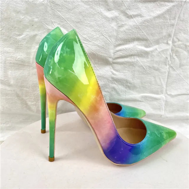 stiletto Women's Shylock high heels, rainbow sexy high heels, fashionable, narrow pointed, for parties