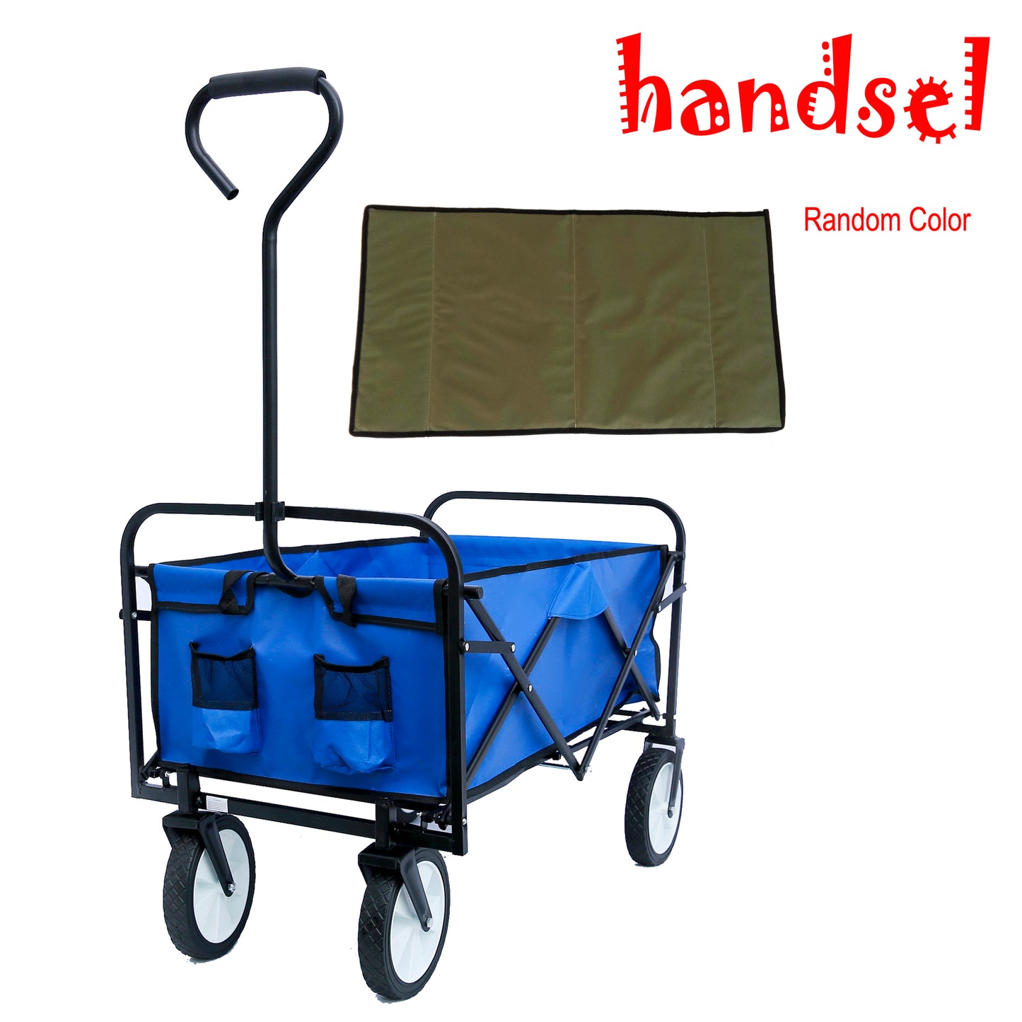 Folding Wagon Garden Shopping Beach Cart (Blue)