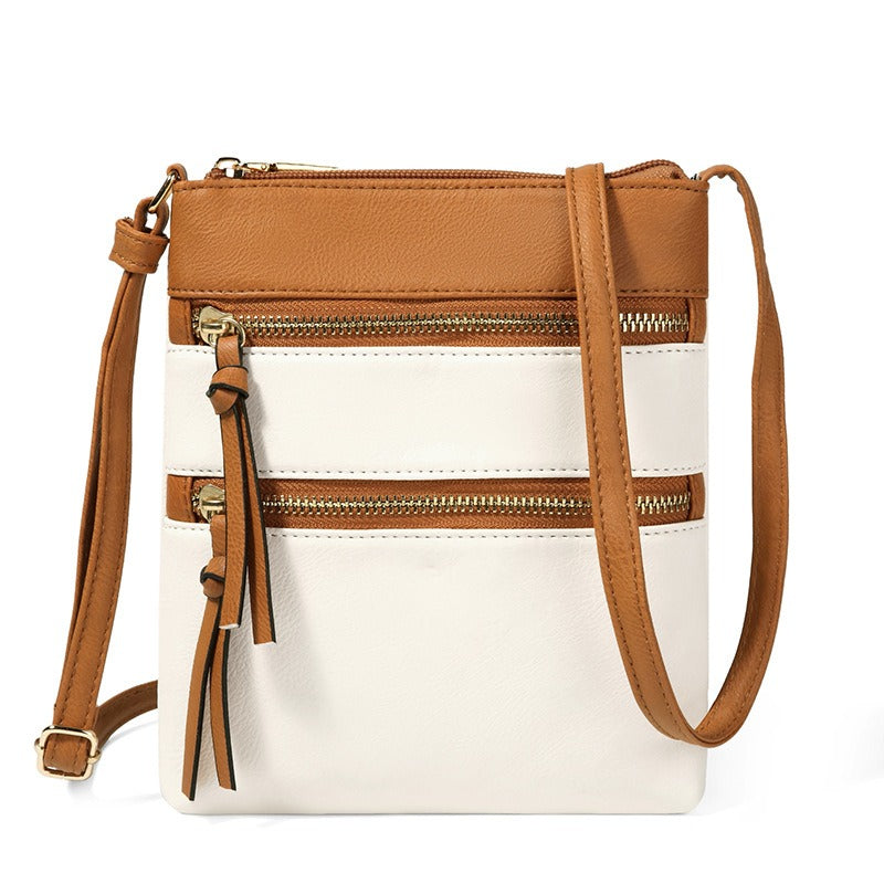 Leisure multifunctional pocket with double zipper vertical women's bag single shoulder bag crossbody bag