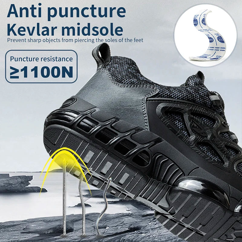 Comfortable rebound safety shoes with steel toe caps for puncture protection low cut work safety shoes for all seasons