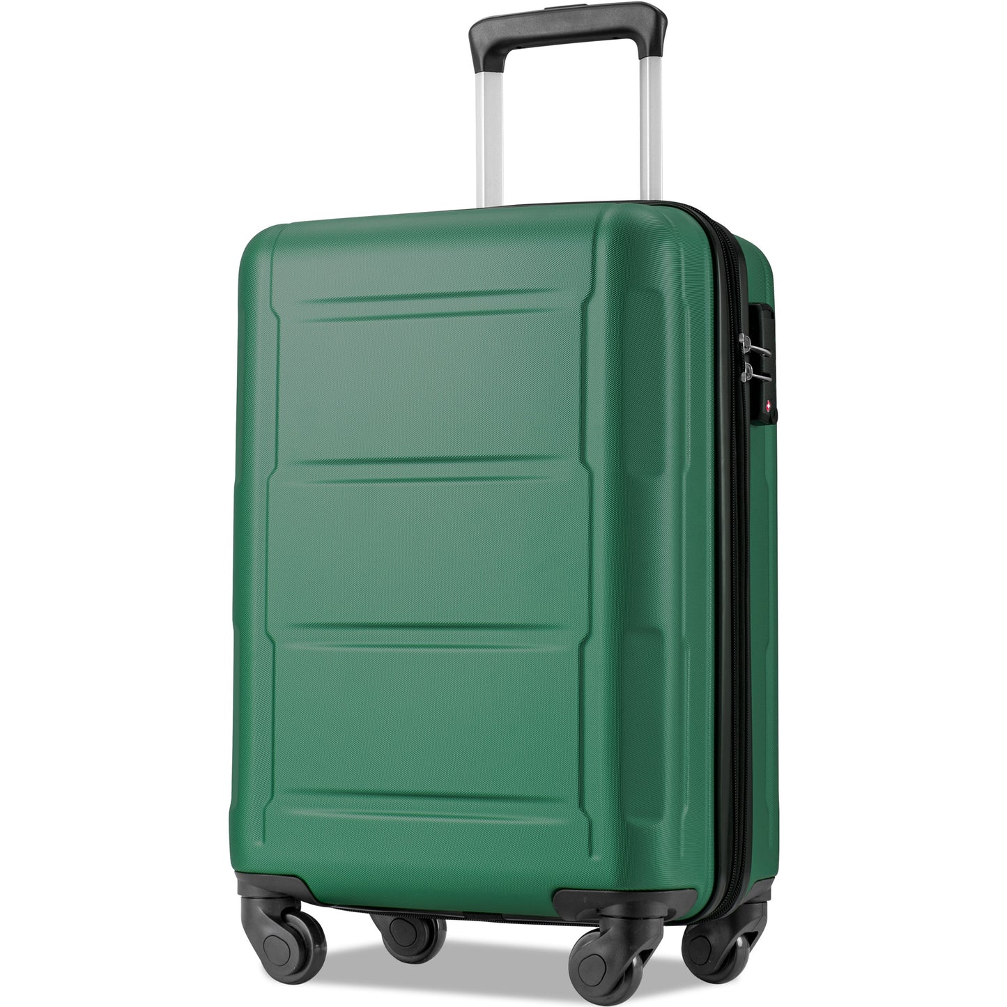 Expanable Spinner Wheel 2 Piece Luggage Set ABS Lightweight Suitcase with TSA Lock 20inch+28inch Green + Plastic