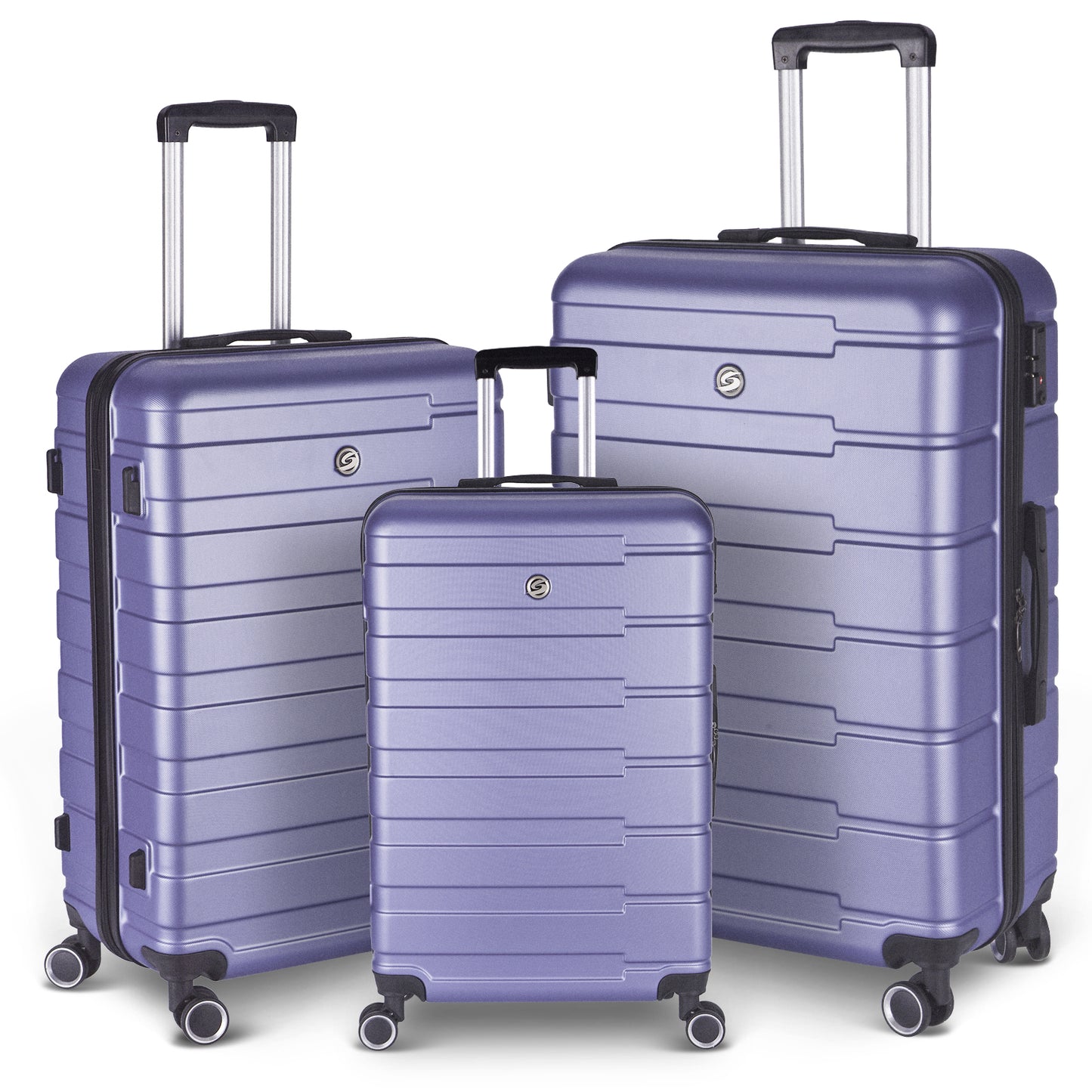 Luggage Suitcase 3 Piece Sets Hardside Carry-on luggage with Spinner Wheels 20"/24"/28" Lavender purple + ABS