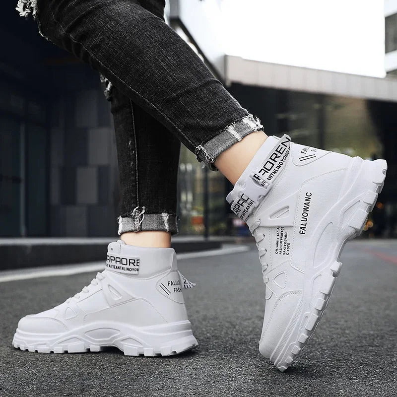 Men's Boots New Casual Fashion Men's Ankle Boots  Retro Sports Platform Sole Heightening Ankle Men Boots Lace-up Shoes for Men