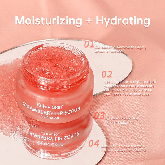 New updatse strawberry Lip Scrub Vegan Exfoliating Envase Para Sugar Pink Lip Scrub