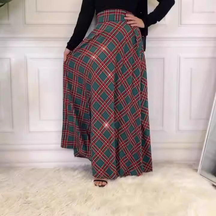 Fashionable and casual waist cinched Scottish midi skirt