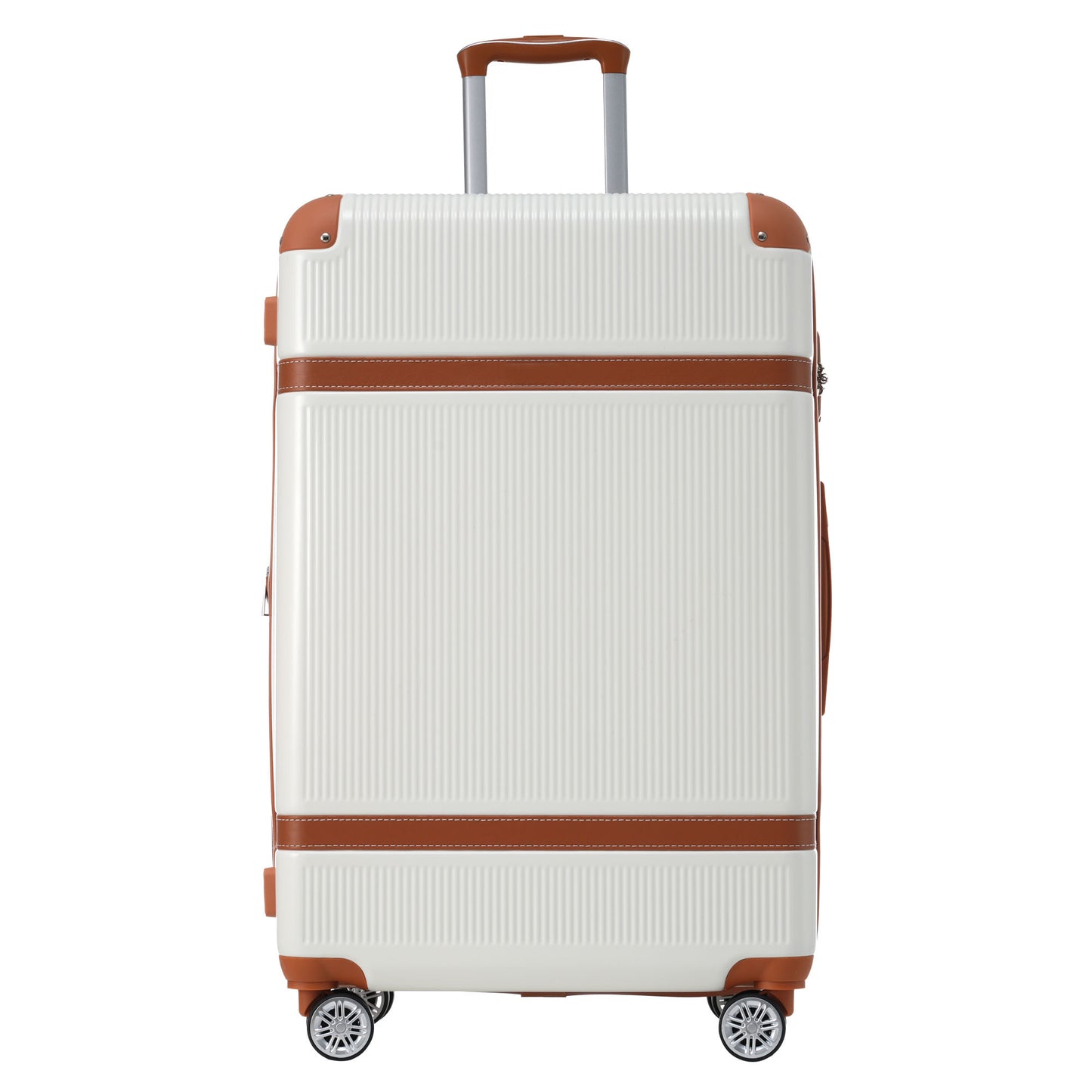 Hardshell Luggage Sets 3 Piece double spinner 8 wheels Suitcase with TSA Lock Lightweight 20''24''28'' White + ABS