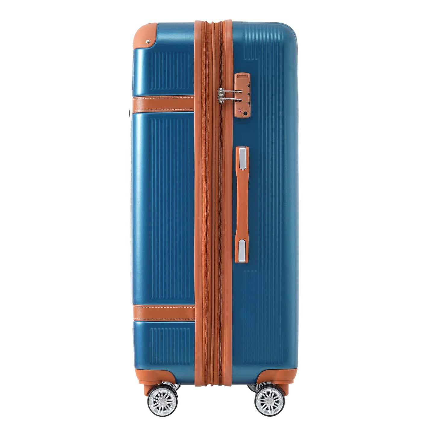 Hardshell Luggage Sets 3 Piece double spinner 8 wheels Suitcase with TSA Lock Lightweight 20''24''28''Blue + ABS