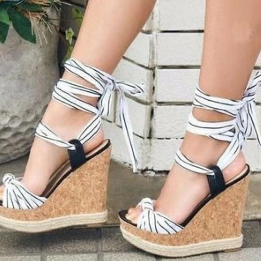 Mahjong slope heel comfortable high heel sandals