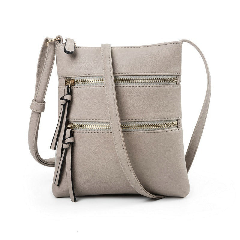 Leisure multifunctional pocket with double zipper vertical women's bag single shoulder bag crossbody bag