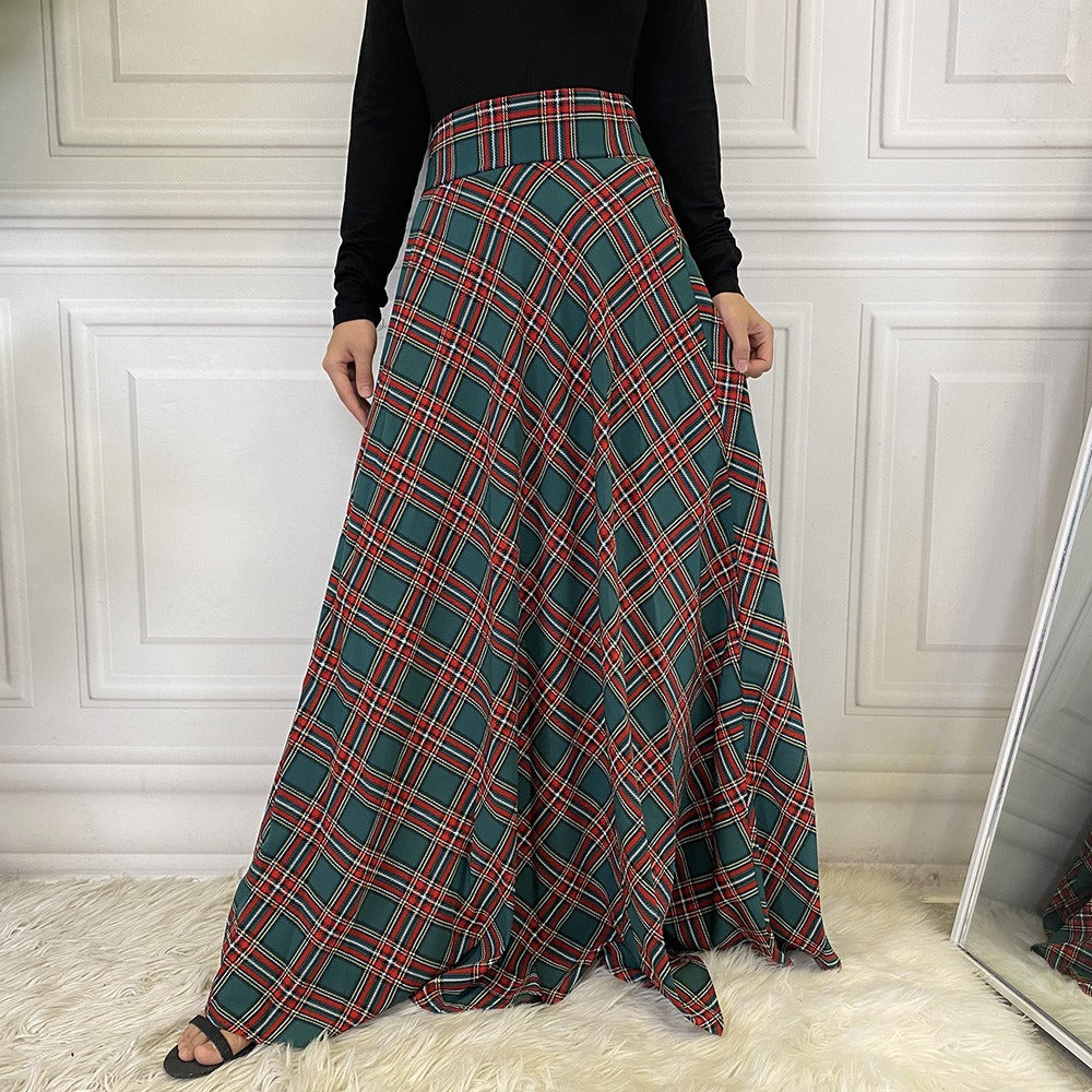 Fashionable and casual waist cinched Scottish midi skirt