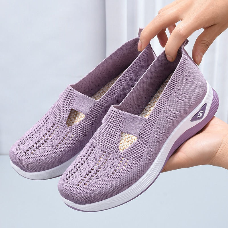 Women's breathable and comfortable soft soled casual one foot mesh shoes