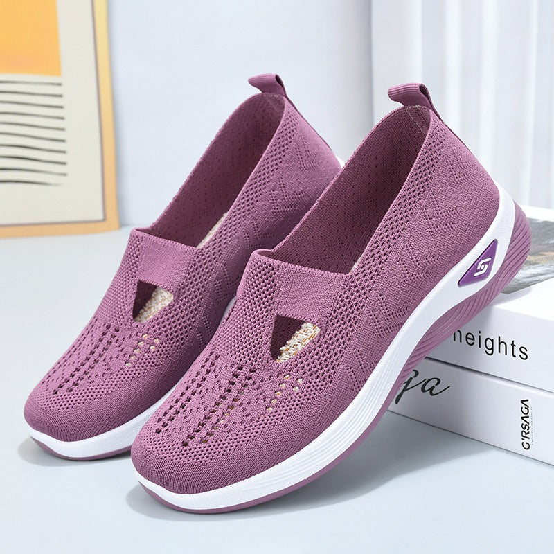 Women's breathable and comfortable soft soled casual one foot mesh shoes