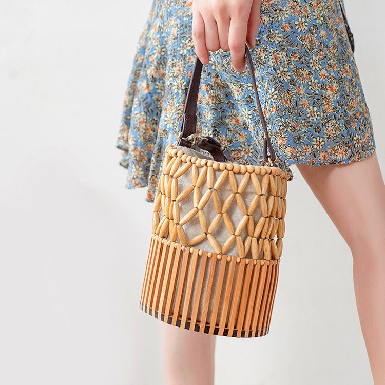 Crossbody bamboo bag hand woven bamboo bag rattan woven bag vacation beach bag craft shoulder bag