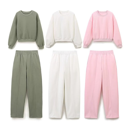 Autumn Women's Long Sleeve Sweatshirt Pants Sweatshirt Cotton Basic Suit Urban Women's Casual 2 Piece Set