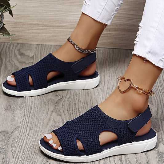 Women's Shoes Flat Sandals New Flyknit Hot Diamond Breathable Large Size Casual Water Diamond Beach Shoes