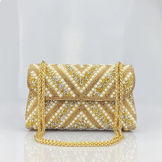 Water Diamond Underarm Handheld Bag with Inlaid Diamond Color Diamond Chain