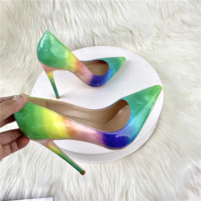 stiletto Women's Shylock high heels, rainbow sexy high heels, fashionable, narrow pointed, for parties