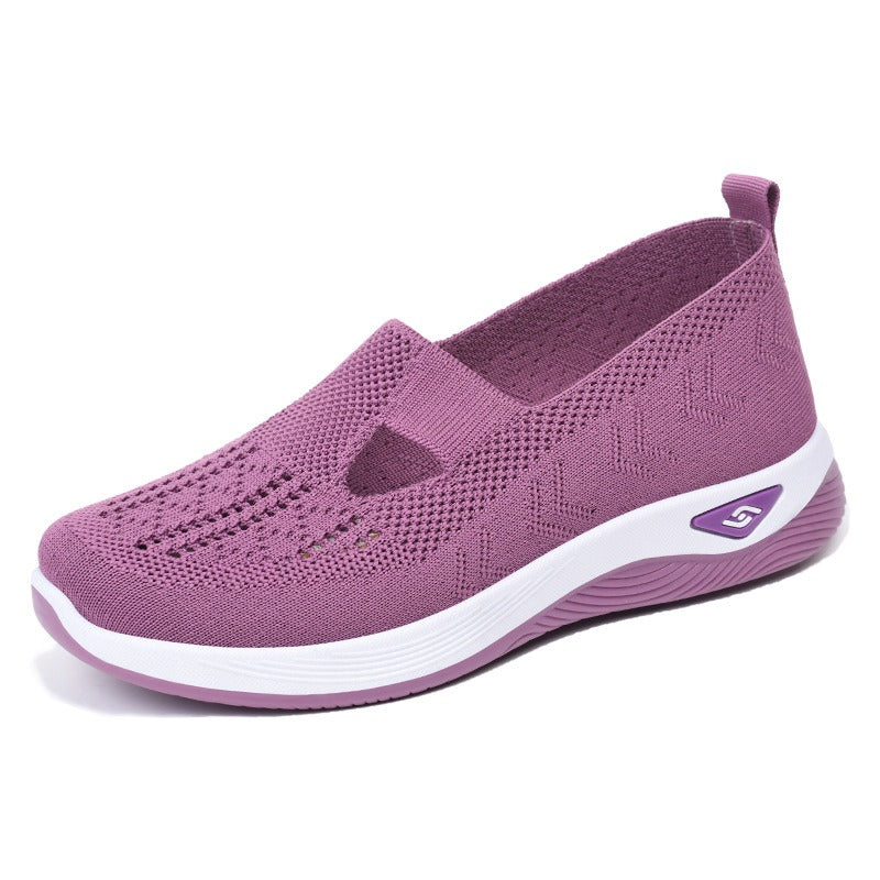 Women's breathable and comfortable soft soled casual one foot mesh shoes