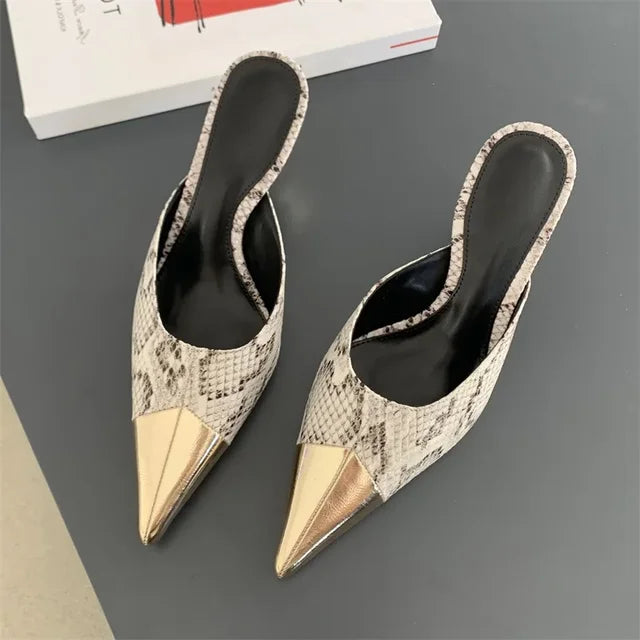 Eilyken Spring Fashion Serpentine Pointed Toe Women Slippers Sexy Thin Heels Sandals Stripper Banquet Mule Female Shoes