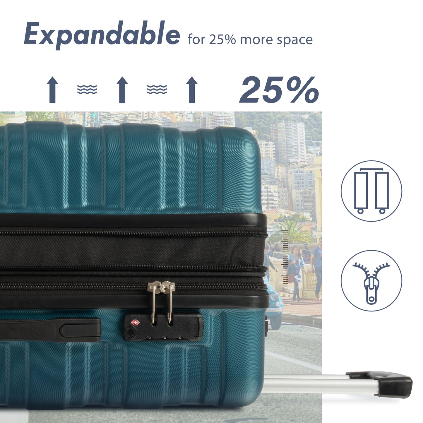 Merax Luggage with TSA Lock Spinner Wheels Hardside Expandable Luggage Travel Suitcase Carry on Luggage ABS 24"  blue green