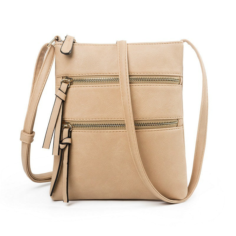 Leisure multifunctional pocket with double zipper vertical women's bag single shoulder bag crossbody bag