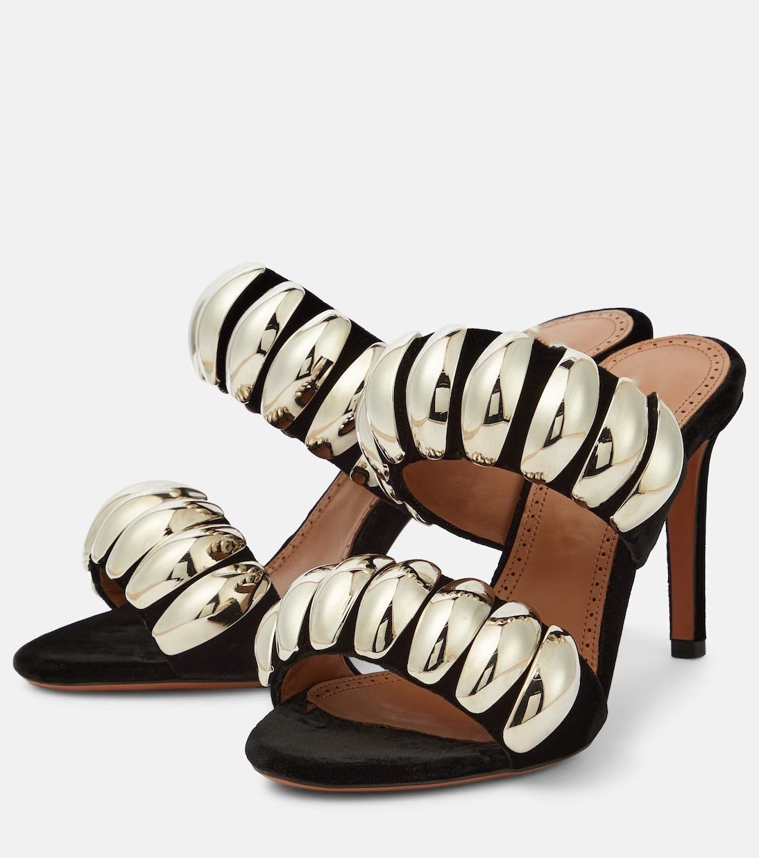 Slender high heels with round toe metal buckle and transparent PVC open toe Roman sandals