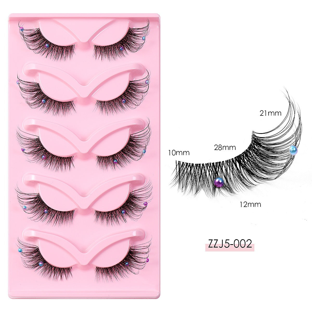 Clear Band Corner Foxy Winged Cat Eye 3D Strip Lashes Silk Party Full False Eyelash Vegan Faux Mink Eyelash With Diamond Pearl