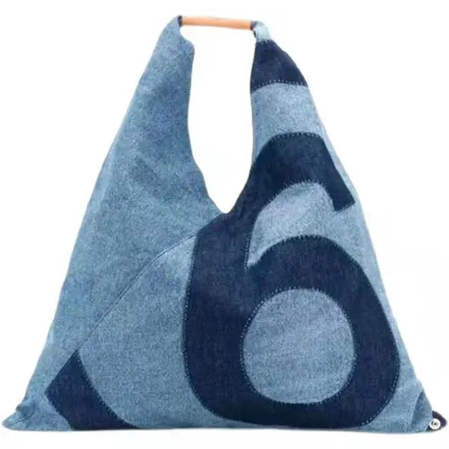 Ins Unisex Portable Tote Bag Adult Denim Cloth Bag Niche Design New Fashion Large Capacity Commuting Shoulder Bag