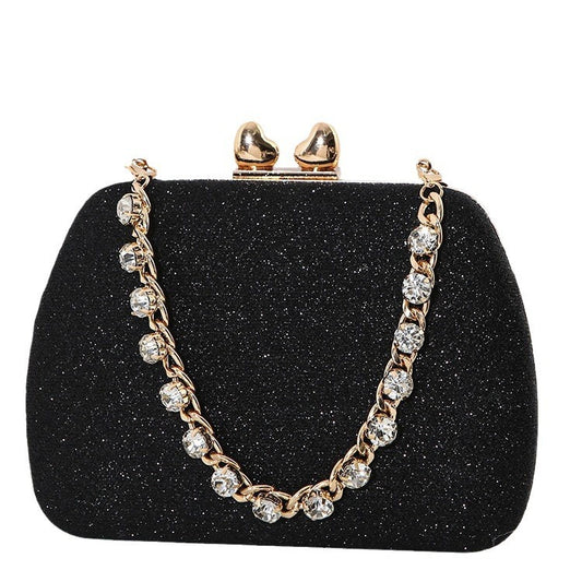 Little Love Water Diamond Chain Handheld Crossbody Small Square Bag Celebrity Banquet Handheld Bag