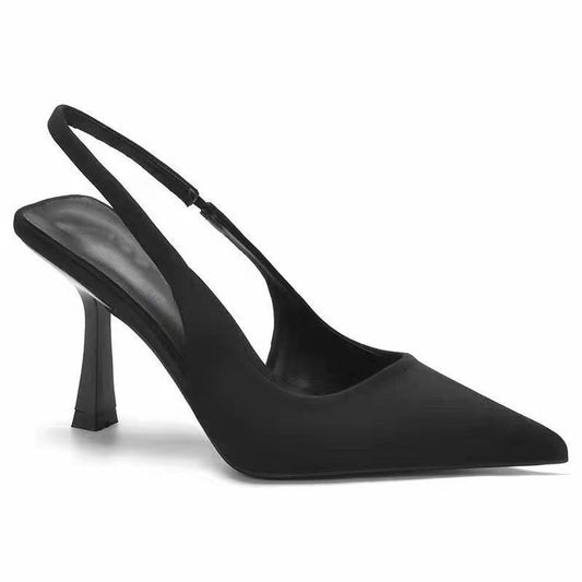 Stiletto heel pointed toe stiletto heel back strap cap toe shoes