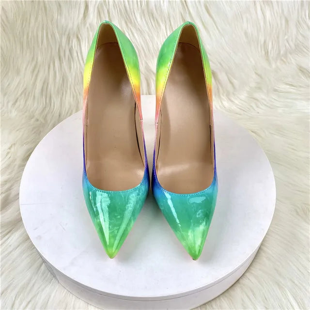 stiletto Women's Shylock high heels, rainbow sexy high heels, fashionable, narrow pointed, for parties