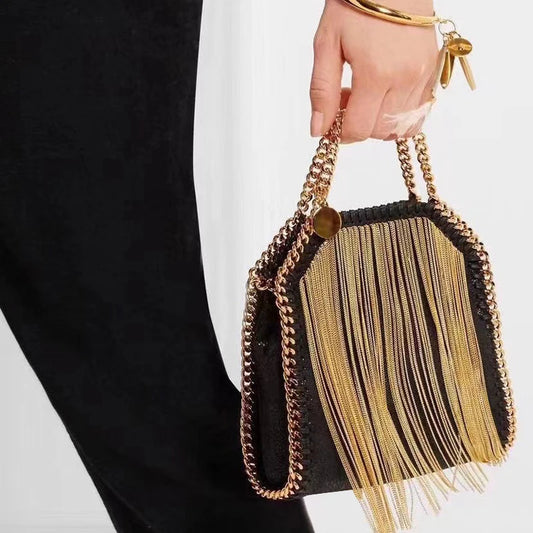 Brand Designer Fashion Trend Handbag One Shoulder Crossbody Tassel Chain  Messenger Dinner Bags for Women