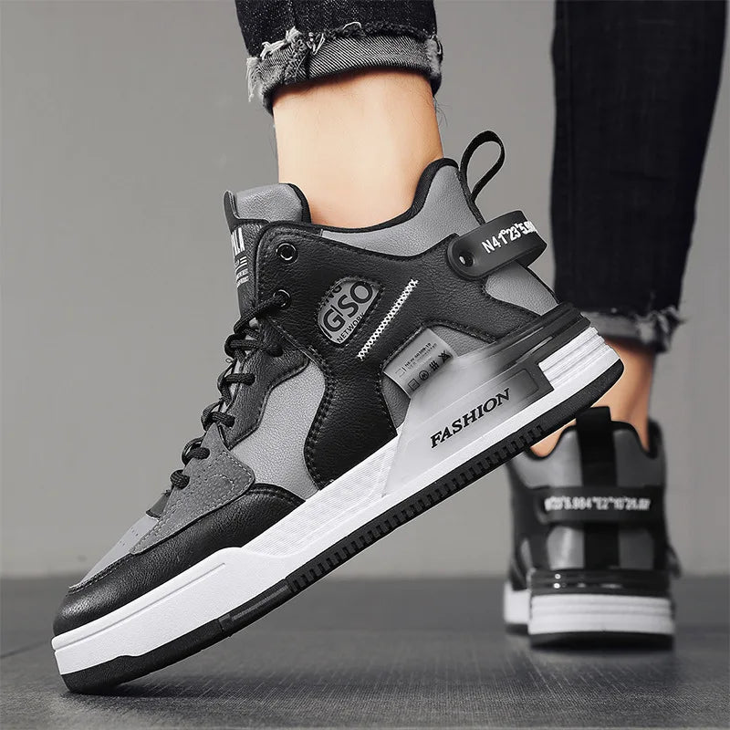 High top lace up sports board shoes outdoor breathable men's fashionable flat shoes