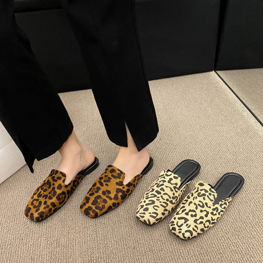 Leopard print sexy Baotou casual slippers European and American women's shoes sandals