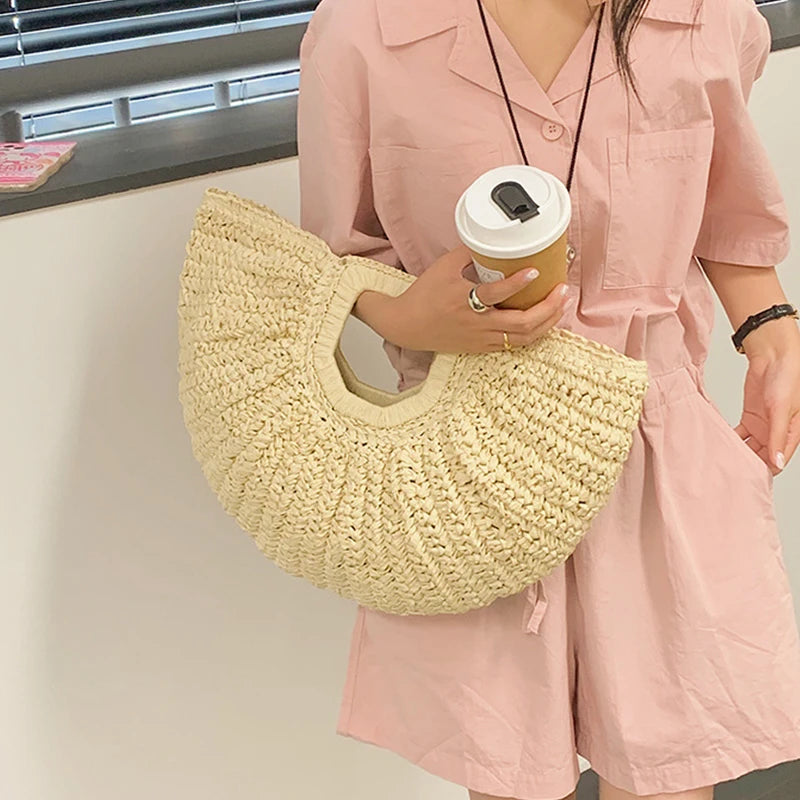 Woven bag for women large capacity grass woven bag summer niche vacation beach handbag