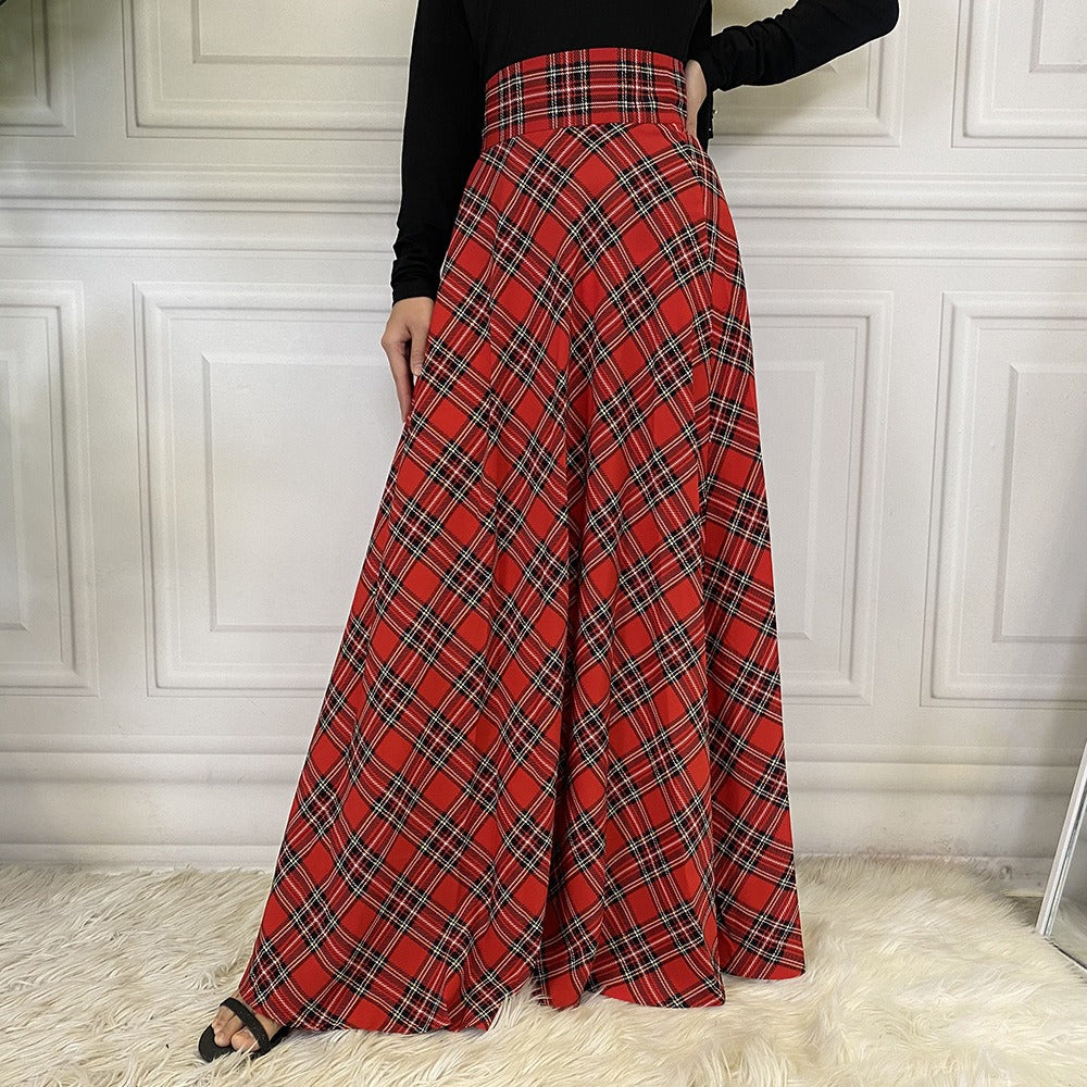 Fashionable and casual waist cinched Scottish midi skirt