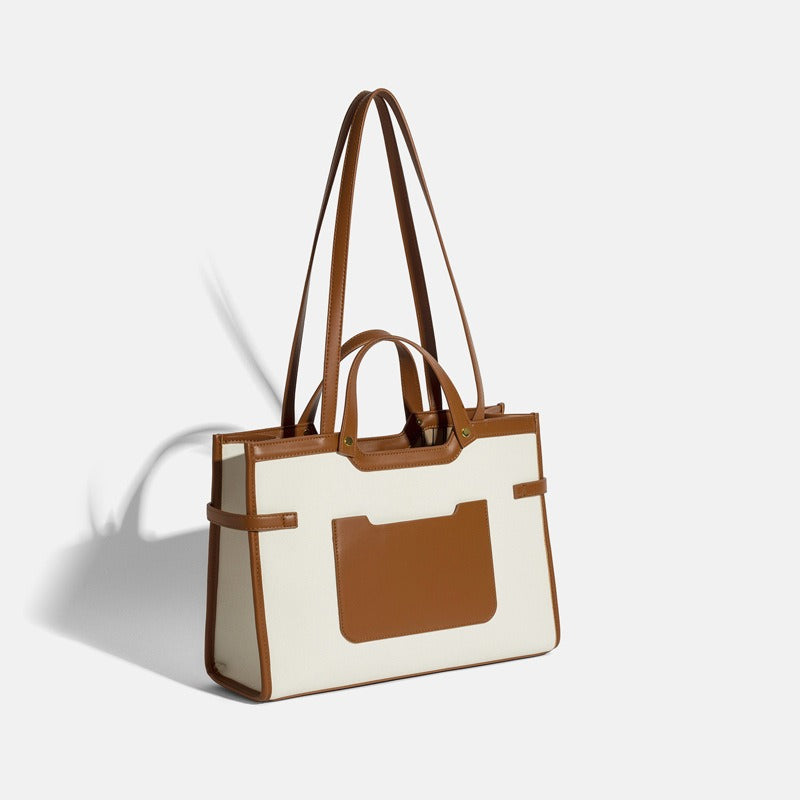 Canvas tote bag, high-end niche design, single shoulder commuter handbag, simple and large capacity