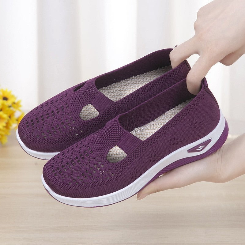 Women's breathable and comfortable soft soled casual one foot mesh shoes