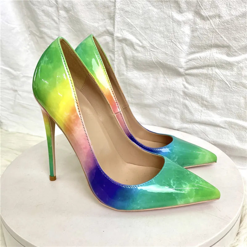 stiletto Women's Shylock high heels, rainbow sexy high heels, fashionable, narrow pointed, for parties