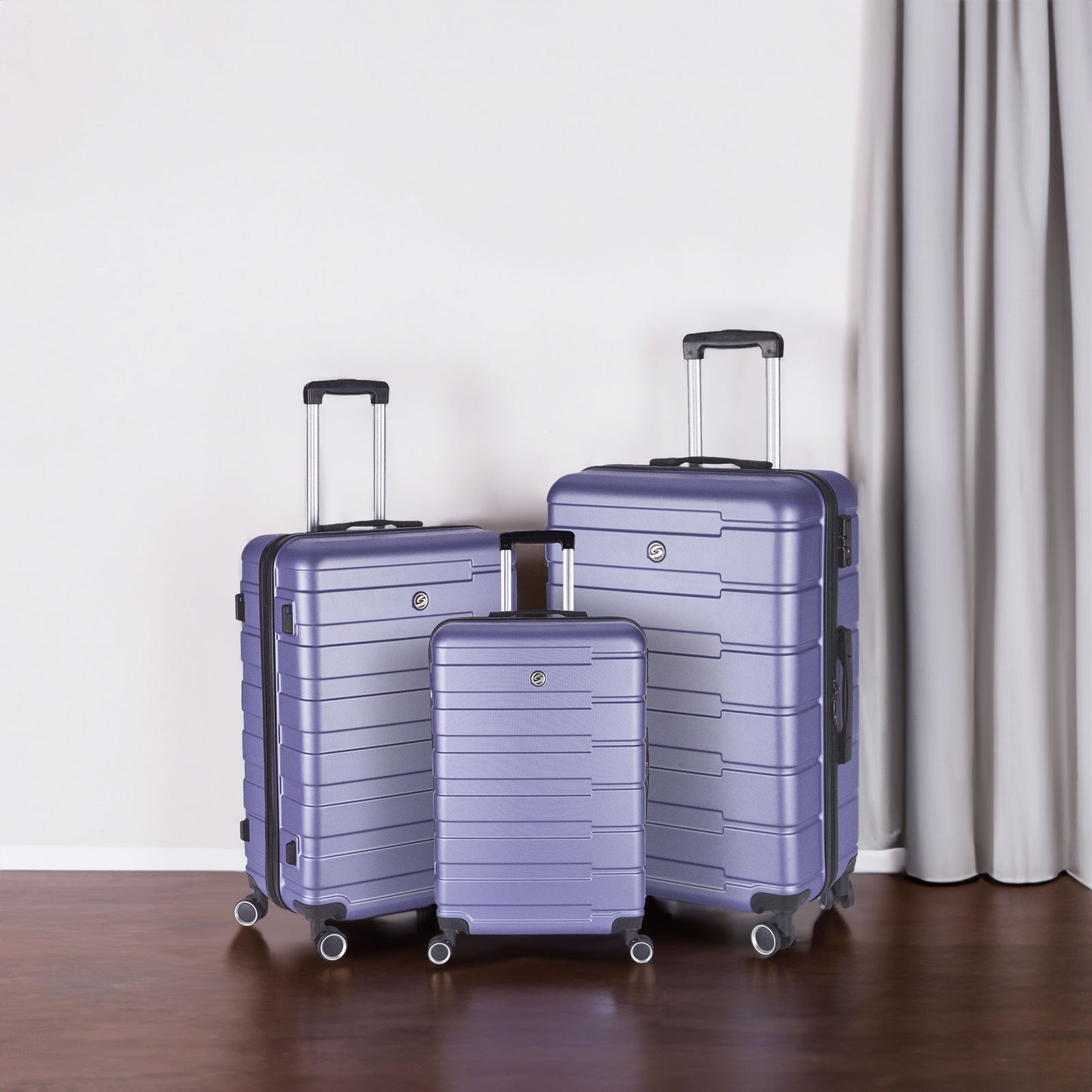 Luggage Suitcase 3 Piece Sets Hardside Carry-on luggage with Spinner Wheels 20"/24"/28" Lavender purple + ABS