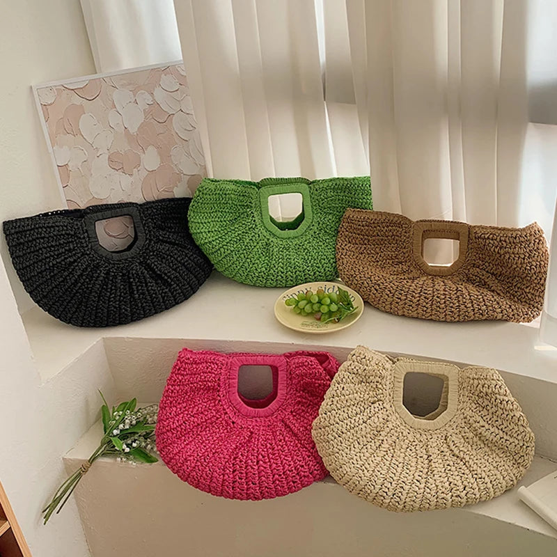 Woven bag for women large capacity grass woven bag summer niche vacation beach handbag