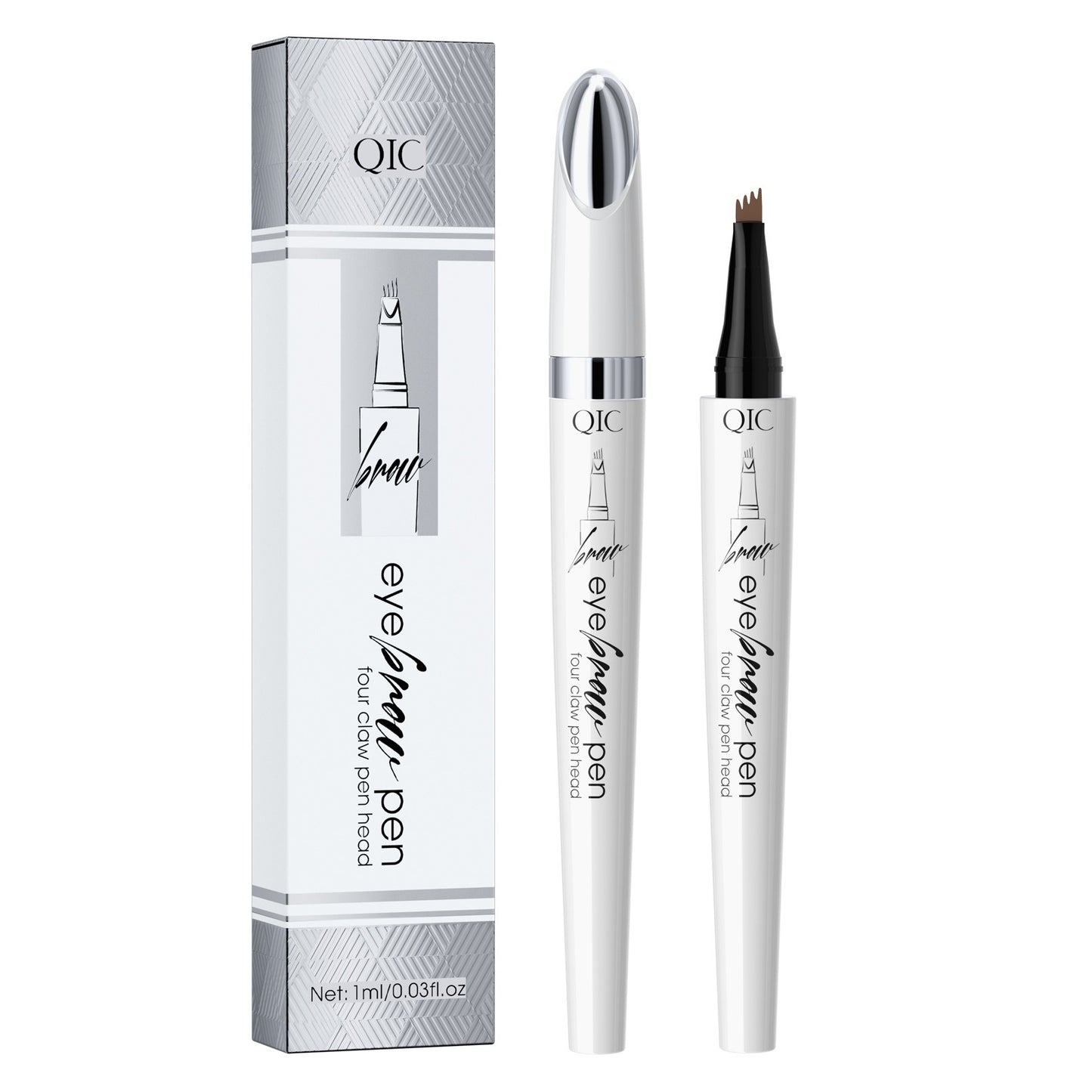 QIC ceramic white liquid four-claw eyebrow pencil wild eyebrow waterproof non-smudge four-head forked eyebrow pencil