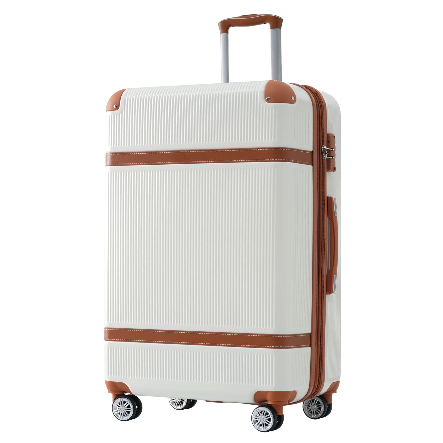 Hardshell Luggage Sets 3 Piece double spinner 8 wheels Suitcase with TSA Lock Lightweight 20''24''28'' White + ABS