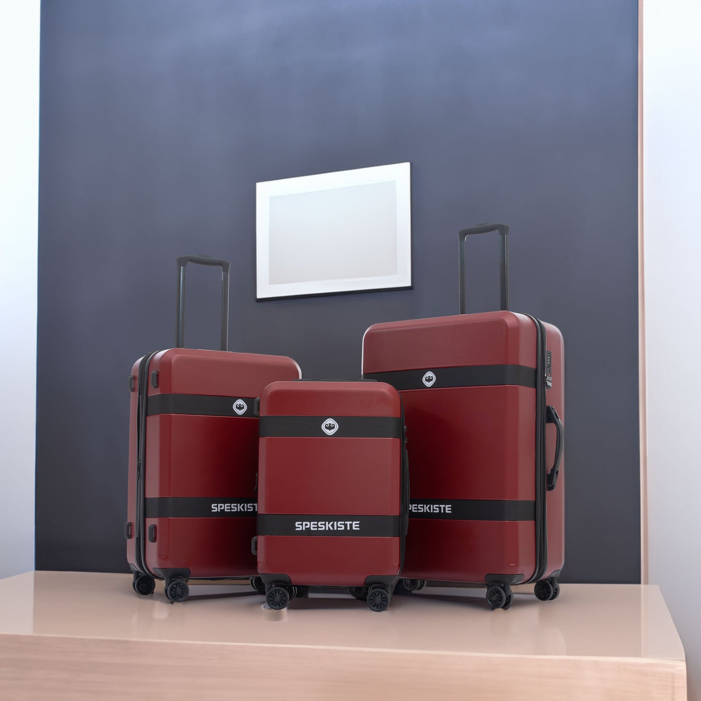 Luggage Sets New Model Expandable ABS+PC 3 Piece Sets with Spinner Wheels Lightweight TSA Lock (20/24/28), Red