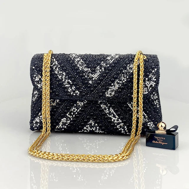 Water Diamond Underarm Handheld Bag with Inlaid Diamond Color Diamond Chain