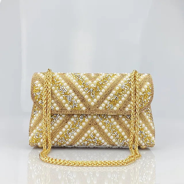 Water Diamond Underarm Handheld Bag with Inlaid Diamond Color Diamond Chain