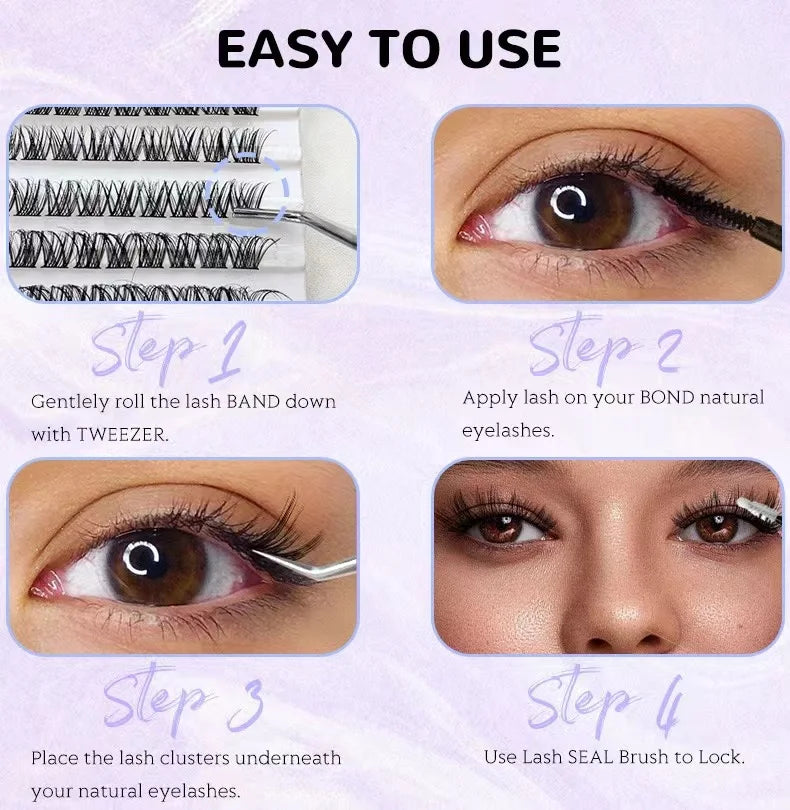 Hot Sales Natural looks 120 Clusters False Eyelash DIY Eye Lash Extension Kit Make Up Segmented Eyelashes