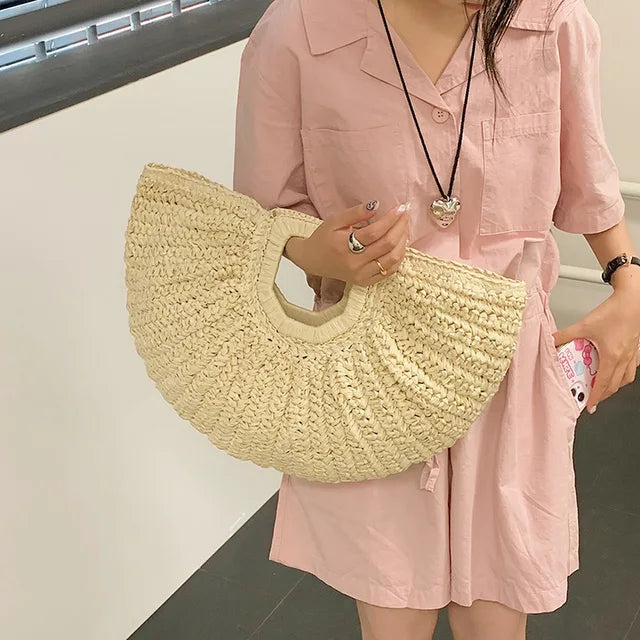 Woven bag for women large capacity grass woven bag summer niche vacation beach handbag